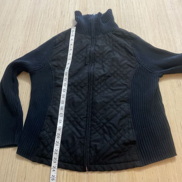 Croft & Barrow Black Knit & Quilted Full Zip Ribbed Turtleneck XL Jacket Pocket - Picture 3 of 6